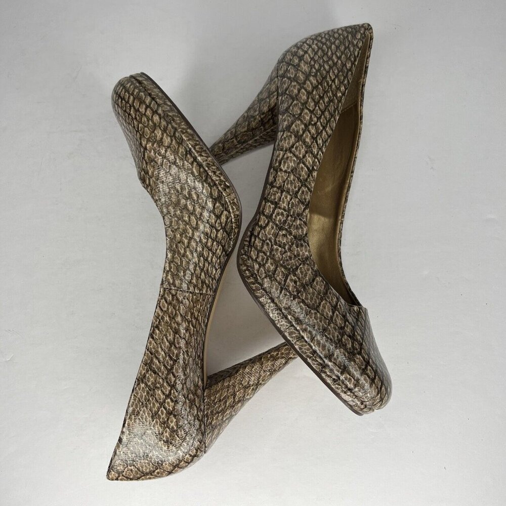 Via Neroli Pearlized Snake Skin Design Gold Gray Womens Size 7.5 Platform Pumps - Picture 6 of 8